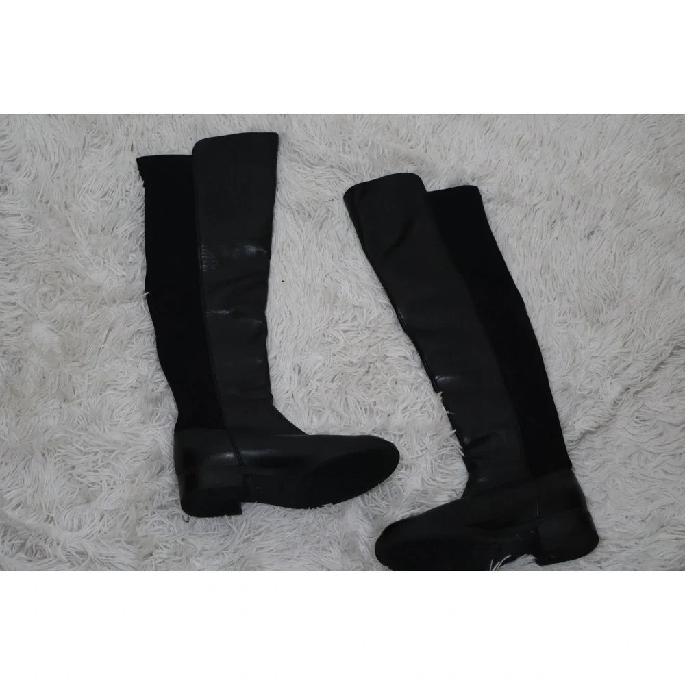 Blondo Boots Size 6.5 Black‎ Leather Over the Knee Leather Fabric Waterproof